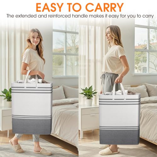 4 Pack Large Laundry Baskets, Laundry Hampers, Freestanding Waterproof Collapsible Clothes Bag with Extended & Reinforced Handles - Clothes Basket for Dorm, Bathroom, Home (125L) - size: 4 x 125L