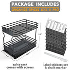 SpaceAid Pull Out Spice Rack Organizer for Cabinet, Heavy Duty Slide Out Seasoning Kitchen Organizer, Cabinet Organizer, with Labels and Chalk Marker, 6.5" W x10.75 D x8.5 H, 1 Drawer 2-Tier - style: 6.5" W, 2-Tier