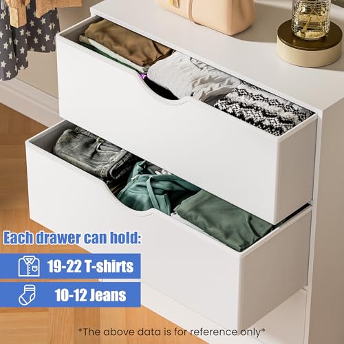 Housoul 3 Drawers Dresser (Set of 2) for Bedroom with Fabric PU Drawer, Dresser with Wood Frame, Large Organizer, White Chest of Drawers for Closet, Living Room, Hallway, White - color: White, size: 15.6"D x 27"W x 32"H (6 Drawers)