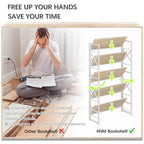 4NM Extra Wide 5 Tiers No Assembly Book Shelves, 51.2" H Folding Bookshelf Bookcase Open Industrial Foldable Shelves for Bedroom, Living Room, Home Office - Natural White - color: Natural White, size: Wide XX 5-Tier