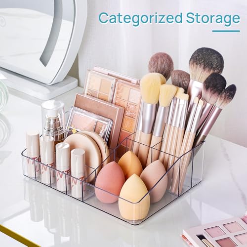 Vtopmart 3 Tier Clear Makeup Organizer with Drawer, Cosmetic Storage for Dresser Countertop and Bathroom Vanity, Beauty Holder for Lipstick Brush Skincare - style: 3 Tier