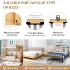 High Capacity Bedside Shelf, Bunk Bed Side Table, Loft Nightstand Organizer Tray, Loft Bed Shelf with Scalable Tray for Dorm Room, Clip On Nightstand with Cord Holder - Natural Bamboo