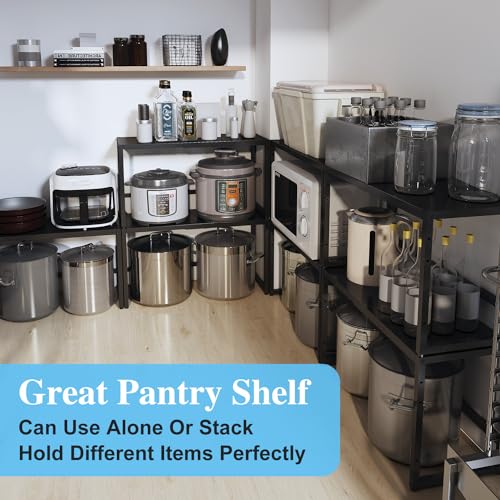 Expandable Metal Storage Shelves, 110LBS Heavy Duty Shelving Units and Storage For Pots Pans Small Appliances, Adjustable Metal Storage Shelf Rack For Kitchen Cabinets Closet Pantry Warehouse Garage - size: 1 Tier：11.8"D x 28.9"W x 16.3"H