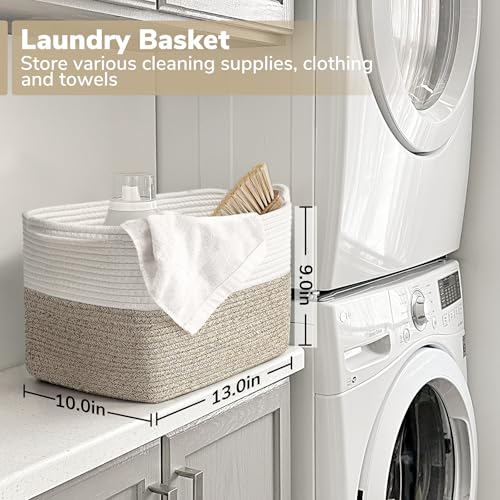 Goodpick Woven Storage Baskets for Organizing, Baby Basket for Gifts, Dog Toy Storage Bins for Shelves, Cute Baskets for Home Decor, Rope Basket for Towels, 13" x 10" x 9", Brown - color: Light Brown, size: 13"L x 10"W x 9"H