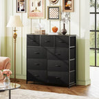 WLIVE 9-Drawer Dresser, Fabric Storage Tower for Bedroom, Hallway, Entryway, Closet, Tall Chest Organizer Unit with Fabric Bins, Steel Frame, Wood Top, Easy Pull Handle, Charcoal Black - color: Charcoal Black