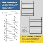 Sundaze Shoe Rack - 6 Tier Shoe Rack for Front Door Entrance, Sturdy Tall Shoe Organizer for Closet, Bedroom, Entryway, Garage, Non Woven Fabric Shelf, Black, Holds Up to 30 Pairs - size: 6 Tier (34.3" W)