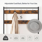 HOOBRO Hall Tree, Entryway Coat and Shoe Rack, 2 Fabric Drawers, Hall Tree with Bench, Shoe and Coat Rack, Coat Rack with Shoe Storage, 4 Tier Shoe Organizer, 9 Hooks, Rustic Brown and Black BF81MT01