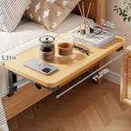 Versatile Foldable Bedside Shelf, Wooden Clip-On Bed Tray Table for Bunk Bed & Dorm Beds, Dorm Room Essentials Organizer for College Students, Floating Tray, Space Saving Nightstand for Loft Beds