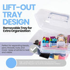 ArtBin 6890AG Small Project Box, Portable Art & Craft Organizer with Lift-Out Tray, [1] Plastic Storage Case, Clear - size: Small