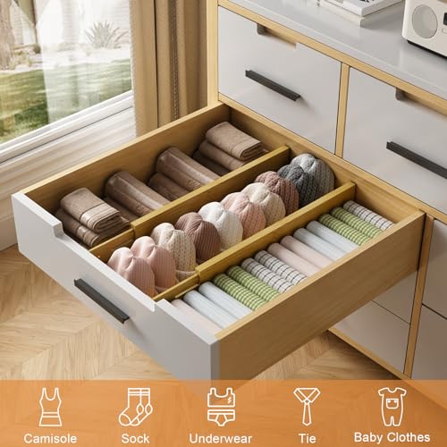 Bamboo Drawer Dividers,17-22" Adjustable Kitchen Drawer Organizer for Clothes,4 Pack Expandable Drawer Organization Separators for Bedroom,Bathroom,Dresser and Office,Natural - color: Bamboo, size: 17-22 IN