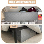 LotFancy Foldable Under Bed Storage Bags, Closet Organizers and Storage Bins, Clothes Blankets Organizer, with Clear Window and Reinforced Handles, 24” x 16” x 6", Pack of 2, Gray