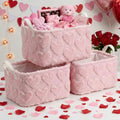 Kathfly Pink Heart Storage Baskets Valentine's Day Plush Faux Fur Jacquard Design Laundry Basket with Handles Waterproof Storage Bins Fabric Shelf Baskets for Organizing - style: Pink Heart
