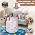 Pink Bow Laundry Hamper,Laundry Baskets,Waterproof Oxford Cloth Toy Storage for Bedroom,Bathroom,Nursery,16x20.8 Inch - color: Pink Bow