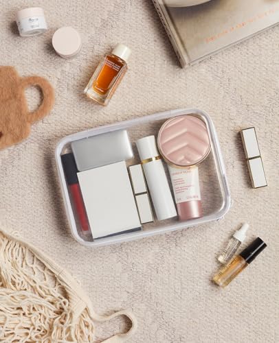 CoiiJoii 6PCS Clear Hard Shell Zipper Case,Portable Cosmetic Bag with Zipper,Kid's Toy Storage Organizer Bins,Hard Plastic Case,Clear Bags for Organizing - size: M-6PCS