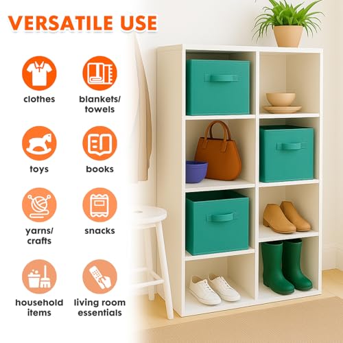 PowerKing Collapsible Storage Cubes with Handles, Fabric Foldable Bins for Closet Shelves, Durable Organization Storage Bins, 10.5'' x 11'' x 10.5'' (2Pack, Forest Green) - color: Forest Green, size: 2Pack