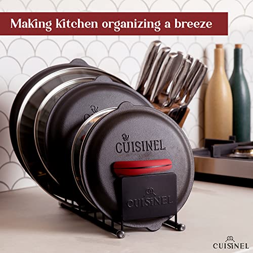 Cuisinel Pot Lid and Dish Organizer Rack - Matte Black Kitchen Storage/Organization Stand - 7-Tier Cabinet/Counter, Cookware, Pots and Pan Lids/Covers, Cutting Board Holder Organizer - color: Black, size: Lid Rack
