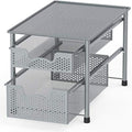 Simple Houseware Stackable 2 Tier Sliding Basket Organizer Drawer, Silver - color: Silver, size: 2-Tier