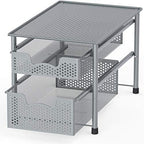 Simple Houseware Stackable 2 Tier Sliding Basket Organizer Drawer, Silver - color: Silver, size: 2-Tier