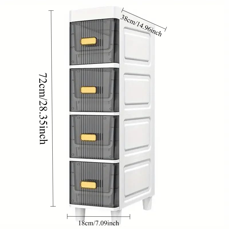 LDQ Slim Storage Cabinet with Drawers - Durable Waterproof PP Organizer for Bathroom/Kitchen/Health - Small Spaces, Snacks, Display & Retail-4layers - size: 4layers