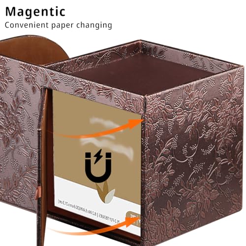 Leather Square Tissue Box Cover with Storage Tray,Cube Tissue Box Holder,Modern Facial Paper Organizer with Remote Control Holder for Bathroom,Vanity Countertop,End Table NightStand Home Office - color: Retro