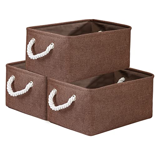 WarmHome Fabric Storage Bin Shelf Basket for Home, Closet(Brown-3 Pack, 13.8L9.8W6.7H) - color: Brown, size: 3PCS/Medium -13.8Lx9.8Wx6.7H