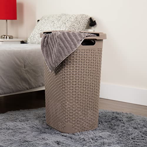 Mind Reader Slim Laundry Hamper with Lid, 60L Tall Clothes Basket, Narrow Tapered Design for Bathrooms, Closets and Laundry Rooms, Plastic, 2 Pack