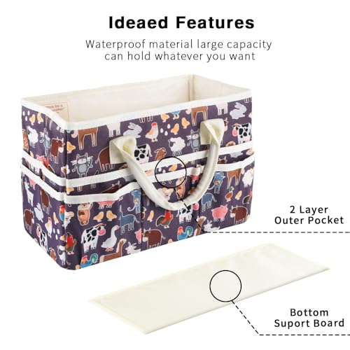E-WEICHEN Craft Organizer Tote Bag Art Storage Caddy with Multiple Pockets Containers for Art,Craft,and Office Supplies Storage.Purple animals - color: Purple animals