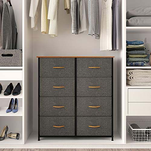 YITAHOME Fabric Dresser with 8 Drawers - Tall Storage Dresser, Chest of Drawers for Closet, Living Room, Hallway, Closets - Sturdy Steel Frame, Wooden Top & Easy Pull Fabric Bins - color: C-dark Grey, style: 8-Drawer