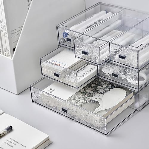 Desk Drawer Organizer, Stackable Plastic Storage Drawer, Grocery Organizer For Stationery/Office Supplies (New Clear, 1 Compartment)) - color: New Clear, size: 1drawers