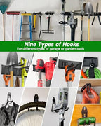PIYILO Garden Tool Organizer 48 in with 18 Garage Hooks, Heavy Duty Garage Wall Hooks for Hanging Ladder, Bike, Tool Storage Rack for Yard Tools, Shovel, Shed (23 Pack) - size: 48 inch 18-Hook