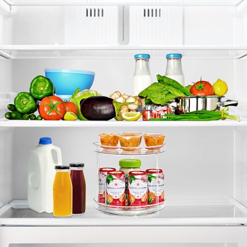 Sorbus 9 Inch 2 Tier Clear Lazy Susan Organizer, Turntable Organizer for Spice Organization for Cabinet, Lazy Susan Turntable for Kitchen, Home, Office, Closet, Laundry Room Organization (2 Pack) - size: 2 Tiered 2 Pack