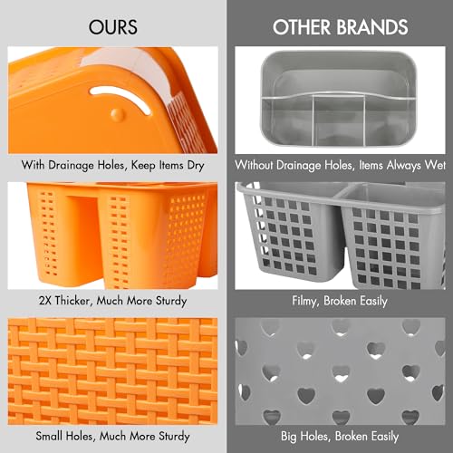 Tiawudi Portable Shower Caddy, Caddy Organizer with Handle, Plastic Shower Basket Hold Soap, Shampoo, Hair Supplies and Beauty Products, Cleaning Supplies Organizer for Home, Dorm, Shelf and Cabinet - color: Orange