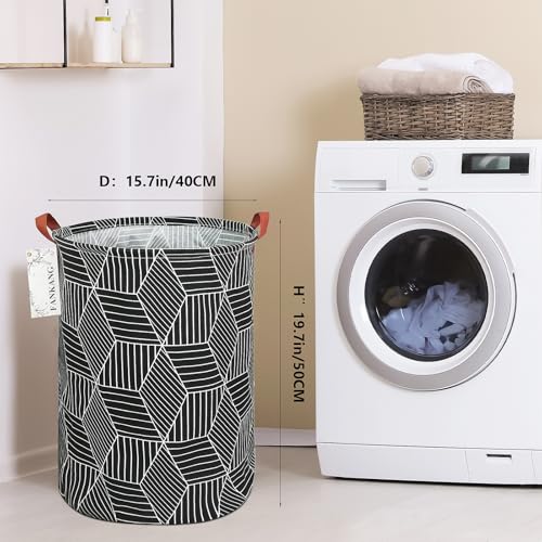 FANKANG Storage Basket, Nursery Hamper Canvas Laundry Basket Foldable with Waterproof PE Coating Large Storage Baskets for Kids Boys and Girls, Office, Bedroom, Clothes,Toys（Black Magic cube） - color: Black Magic cube