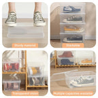 Stackable Clear Storage Bins with Lids Shoe Boxes 12 Packs Plastic Storage Containers 6 Quart Latching Plastic Shoe Boxes With Lids (Clear)