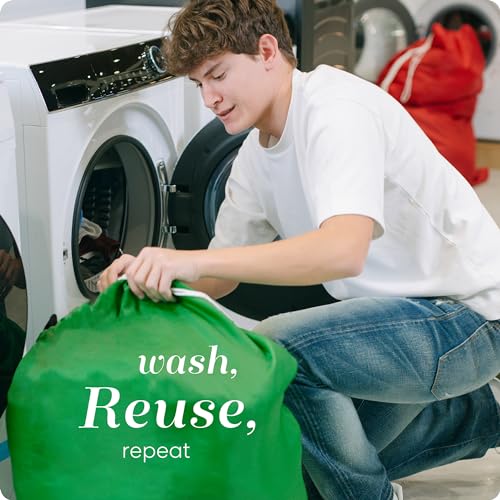 Nylon XL Laundry Bag - Locking Drawstring Closure, Machine Washable, These Large Bags Will Fit a Laundry Basket and Strong Enough to Carry up to Two Loads of Clothes (Green | 30" x 40") - color: Green, size: 30" x 40"