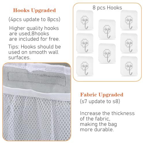 4pcs 3-pockets Wall Hanging Storage Bag, Bedside Caddy Organizer Bags,Bed Caddy Linen Fabric Door,Baskets with Pockets and Fixed Straps Waterproof Bin for Kitchen, Bedroom,Office,Hospital Beds