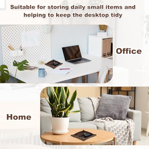 uxcell 2 Pcs Valet Tray for Women and Men, PU Leather Jewelry Tray Entryway Table Bedside Nightstand Catchall Storage Organizer for Jewelry Key Coin Watch Wallet(Square, Pink) - color: Pink