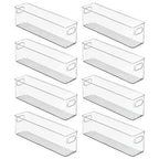 mDesign Plastic Bathroom Storage Container Bins w/ Handles - Closet, Cabinet, Vanity, Cupboard Shelf Organization, Hair Tools Accessory Organizer - Ligne Collection; Clear, ‎5x3.75x16 (Pack of 8) - size: ‎5 x 3.75 x 16 (Pack of 8)