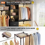 iSunirm 8FT Closet System, 96'' Closet Organizer System with 3 Hanging Rods, Wall Mount Bedroom Wardrobe with 3 Drawers Walk-in Closet, Adjustable Cloth Garment Rack from 5 to 8FT (Cut to Fit), Black - color: Black
