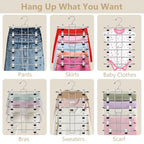 Pants Hangers with Clips,Space Saving Hanging Closet Organizer-6 Tiers Skirt Hangers with 360° Swivel Hook,Closet Organizer-Clothes Hangers - size: 1pack