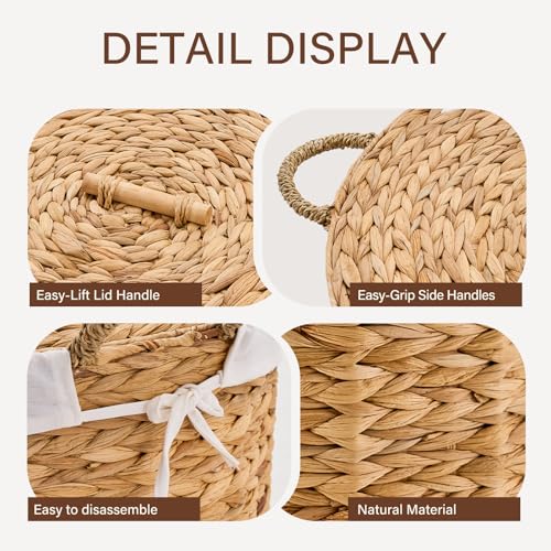 Handwoven Hamper with Lid, Clothes Hamper for Bathroom Laundry Room Bedroom (Natural, S) - color: Natural, size: S