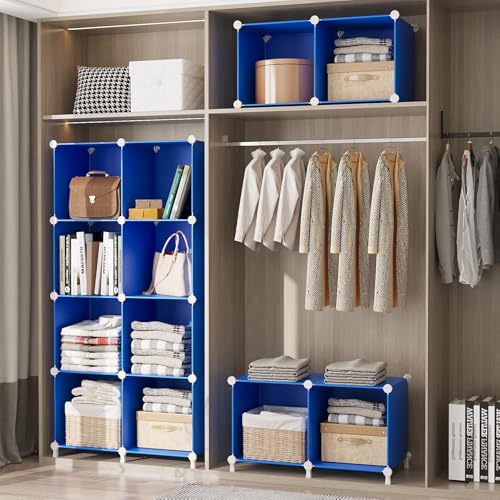 AWTATOS Cube Storage Organizer, 8 Cube Closet Organizers and Storage Shelves, DIY Stackable Bookshelf for Bedroom, Home, Admiral Blue - color: Dark Blue, size: 4x2