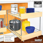 LYNK PROFESSIONAL® SELECT™ Pull Out Cabinet Organizer - 14" x 21" - Slide Out Cabinet Organizer for Kitchens - Sliding Shelves - Pull Out Drawer, Pots and Pans Storage - Lifetime Ltd Warranty - 2 Tier - size: 14" W x 21" D - 2 Tier