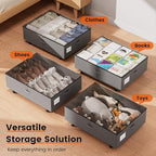 XXXL 100L Under Bed Storage with Wheels, Rolling Storage Containers with Support & Clear Lid, Heavy-Duty Metal Frame, Easy Pull-out, Underbed Storage Bins for Clothes, Shoes, Blankets, and Toys 2 pack - size: 100L-2pack