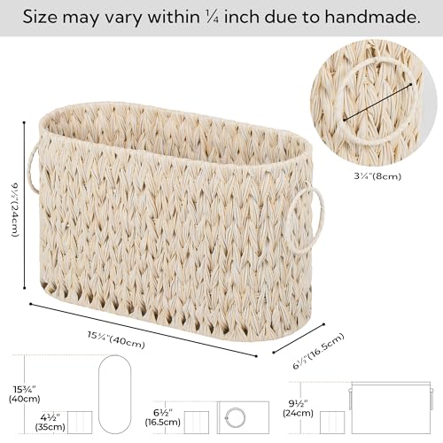 GRANNY SAYS Toilet Paper Storage, Toilet Paper Basket for Bathroom, 6 Mega Rolls Organizer Free Standing, Wicker Basket for Bathroom Storage, Butter Milk - color: Butter Milk, size: 15¾"L x 6½" Wx 9½"H (No Lid)
