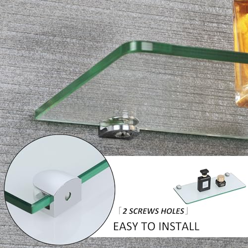 SAYAYO Glass Floating Shelves for Wall, Tempered Glass Shelves for Bathroom, Living Room, Bedroom, Office, Toilet, Kitchen Decor, 12 Inch Set of 2, Clear - color: Clear, size: 2 PCS