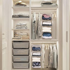 MAX Houser 4 Tier Shelf Hanging Closet Organizer, Space Saver,Closet Hanging Shelf with 2 Sturdy Hooks for Storage, Foldable (Beige) - color: Beige-4