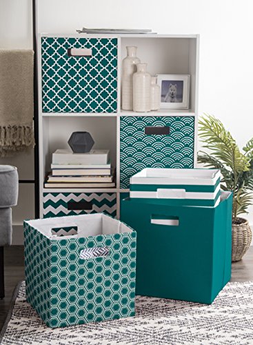 DII Poly-Cube Storage Collection Hard Sided, Collapsible Solid, Large, Teal - color: Teal, size: Large Square, 13x13x13"