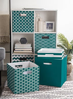 DII Poly-Cube Storage Collection Hard Sided, Collapsible Solid, Large, Teal - color: Teal, size: Large Square, 13x13x13"