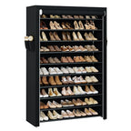 CASAMAYA Shoe Rack with Covers, 10 Tiers Tall Shoe Rack Organizer, Large Capacity Shoe Shelf Storage, Hold 50 Pairs of Shoes, Vertical Shoe Storage Organizer for Closet, Entryway, Black, SRT105B01 - size: 37.8"W - 10 Tier